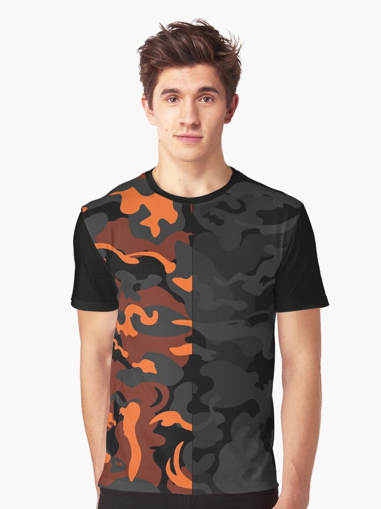 Camo Design Style - Black Orange Camouflage Mixed Pattern Graphic T-Shirt  for Sale by rclwow