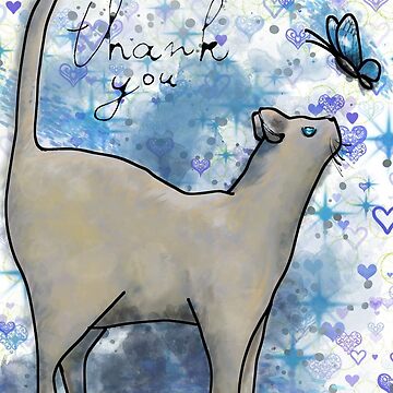 Artwork thumbnail, Cat Butterfly - Thank You by Jaana Day