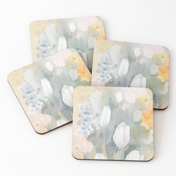 Item preview, Beautiful Flowers white tulips - colors - full rectangle - watercolor designed by Tizi Graphics designed and sold by TiziGraphics.