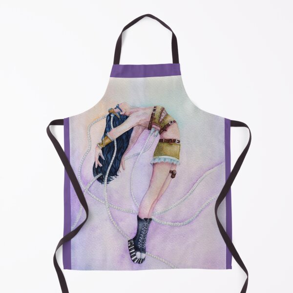 Fantastic character cyberpunk girl, watercolor. Apron