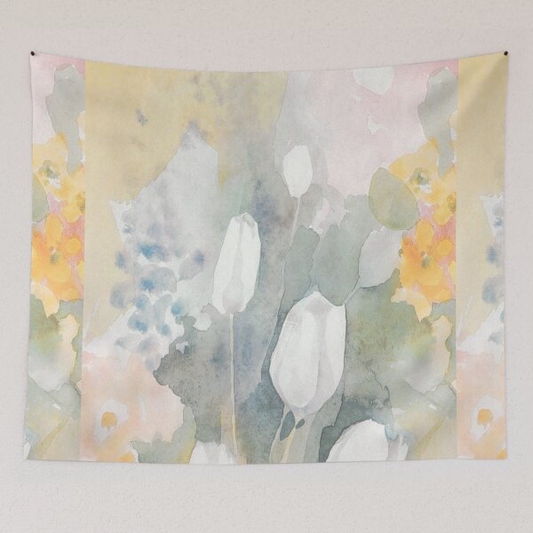 Item preview, Beautiful white tulips - colors - full rectangle - watercolor designed by Tizi Graphics designed and sold by TiziGraphics.