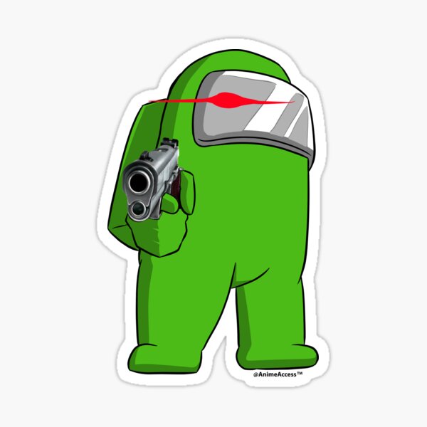 Among Us Gun Impostor Green Sticker By Tyty Redbubble