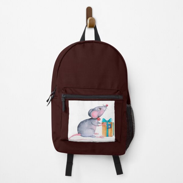 Item preview, Cute rat with a gift. Watercolor illustration. designed and sold by JuStud.