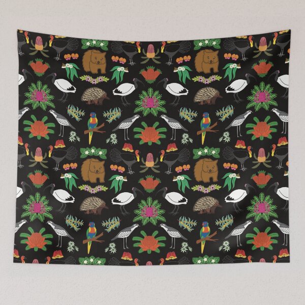 Item preview, Aussie Friends and Flowers, black designed and sold by JesseIrwinArt.