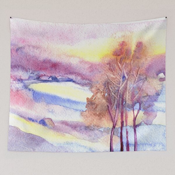 Item preview, Watercolor Winter Sunset designed and sold by adortopia.