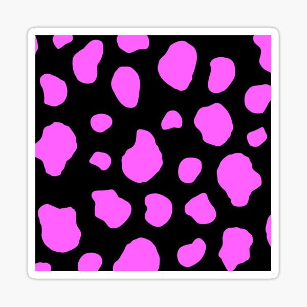 "Cow Print Hot Pink Spots With Black Background" Sticker by