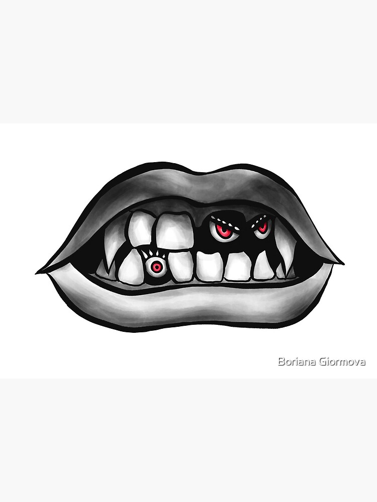 Pink Mouths With Vampire Teeth Kids T-Shirt by Boriana Giormova