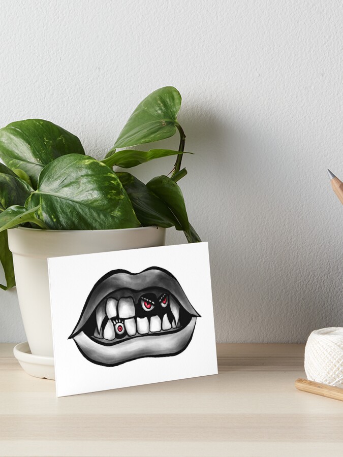 Pink Mouths With Vampire Teeth Kids T-Shirt by Boriana Giormova