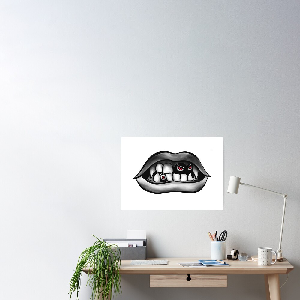 Big Mouth Vampire Fangs Evil Monsters Funny Gothic Sticker for Sale by  Boriana Giormova