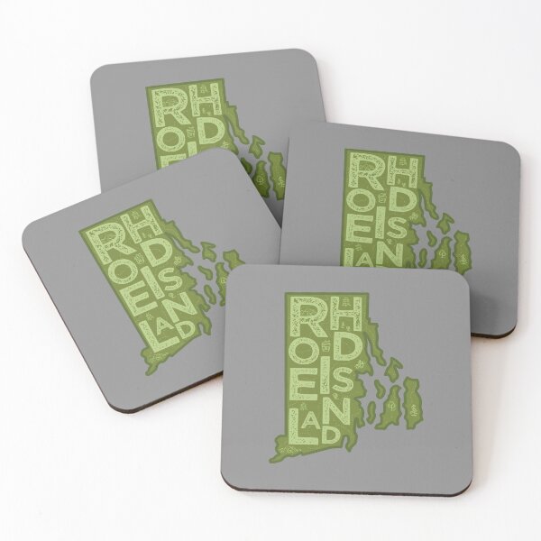 Item preview, Rhode Island Map Typography Green designed and sold by HelloGentry.