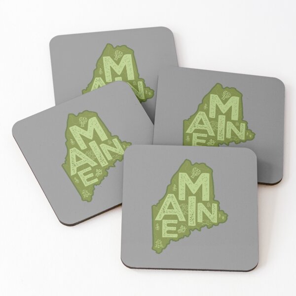 Item preview, Maine Map Typography Green designed and sold by HelloGentry.