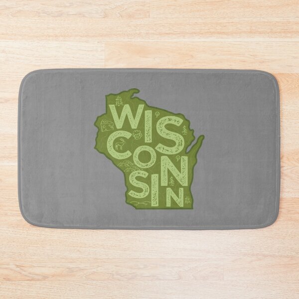 Item preview, Wisconsin Map Typography Green designed and sold by HelloGentry.