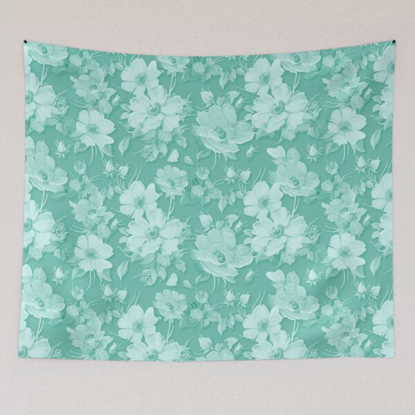 Item preview, Spring Flowers on Biscay Green designed and sold by wazoosi.