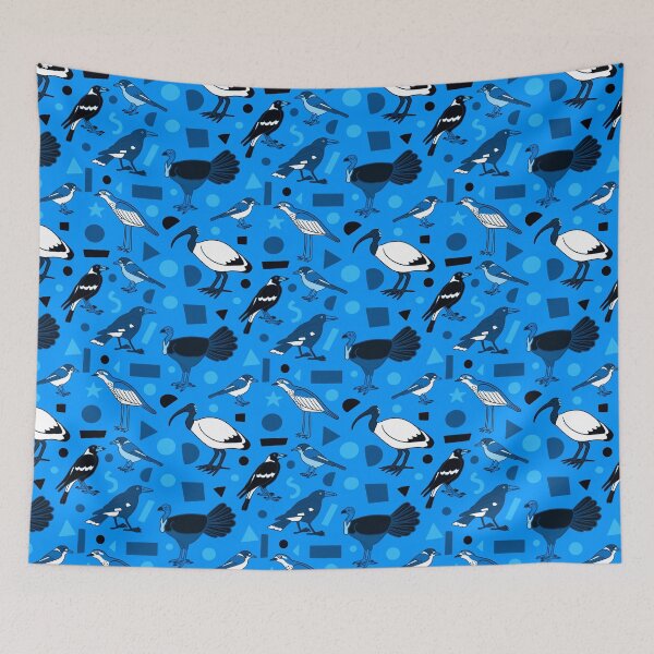 Item preview, Monochrome Birds of Brisbane, blue designed and sold by JesseIrwinArt.