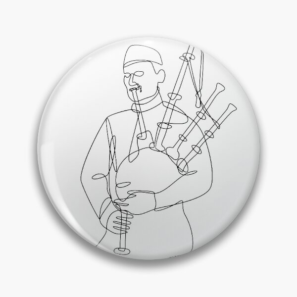 Item preview, Scottish Bagpiper Playing Bagpipe Continuous Line Drawing Black and White designed and sold by patrimonio.