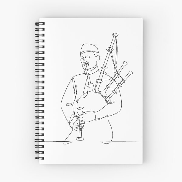 Item preview, Scottish Bagpiper Playing Bagpipe Continuous Line Drawing Black and White designed and sold by patrimonio.