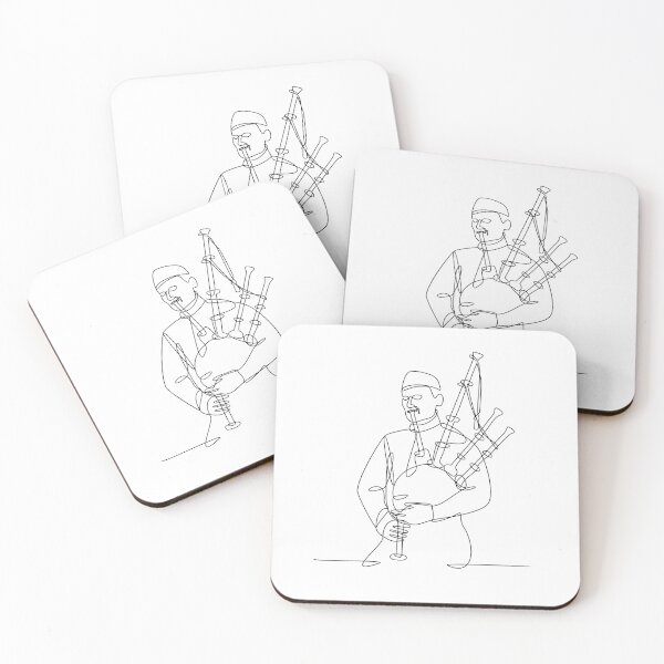 Item preview, Scottish Bagpiper Playing Bagpipe Continuous Line Drawing Black and White designed and sold by patrimonio.