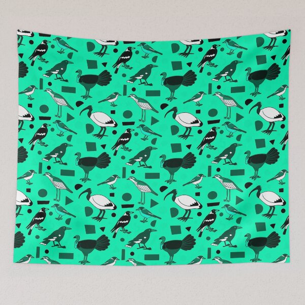 Item preview, Monochrome Birds of Brisbane, teal designed and sold by JesseIrwinArt.