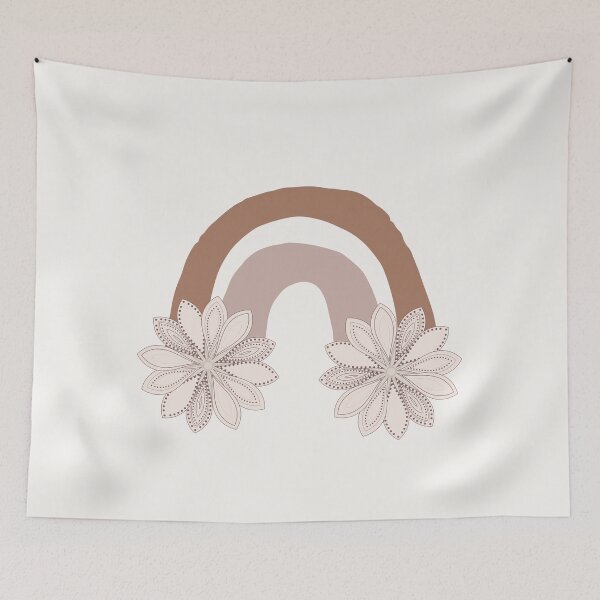 Item preview, Warm Toned Boho Rainbow And Boho Flowers on The Sides Design designed and sold by zedonee.