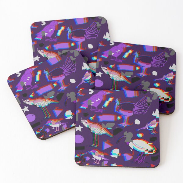 Item preview, Monochrome Birds of Brisbane, purple glitch designed and sold by JesseIrwinArt.