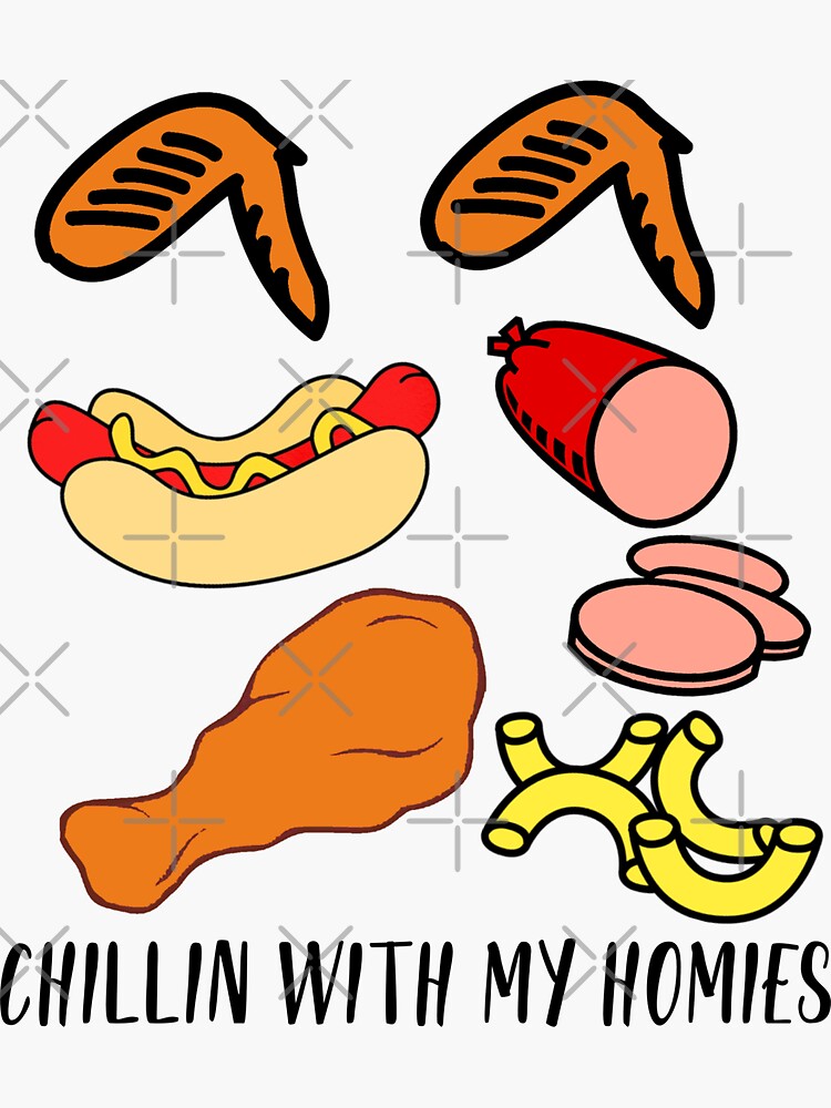 chikin wing chikin wing hotdog and balonaeeaae Sticker for Sale