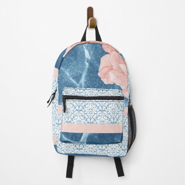 Item preview, Pink Flower on Blue Marble designed and sold by JazzPWall.