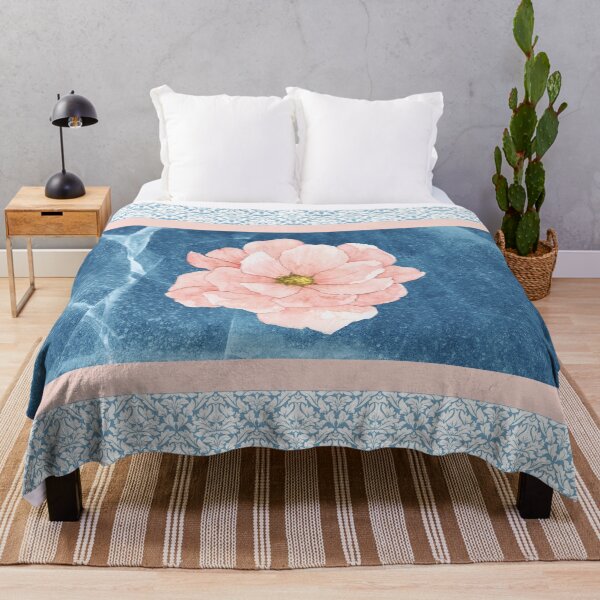 Item preview, Pink Flower on Blue Marble designed and sold by JazzPWall.