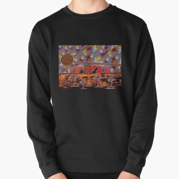 Authentic Aboriginal Art - Uluru | Ayers Rock Pullover Sweatshirt