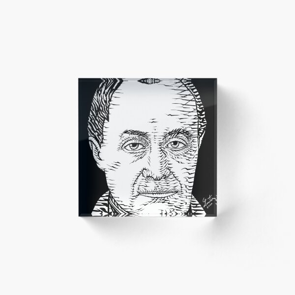 AUGUSTE COMTE ink portrait Acrylic Block