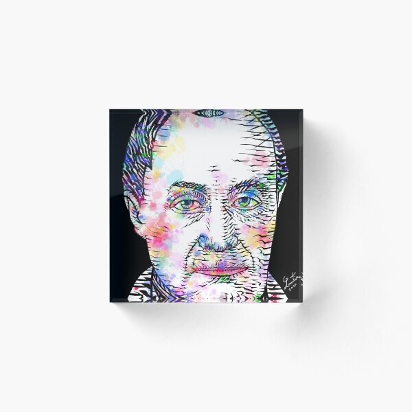 AUGUSTE COMTE watercolor and ink portrait Acrylic Block