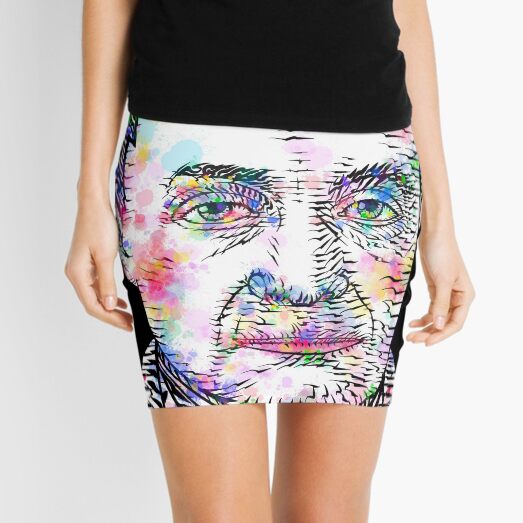 AUGUSTE COMTE watercolor and ink portrait Mini Skirt