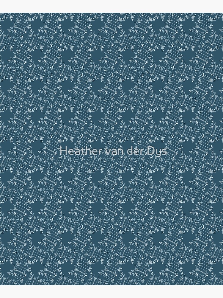 Hand Drawn Arrow Pattern Blue & White by vanderdys