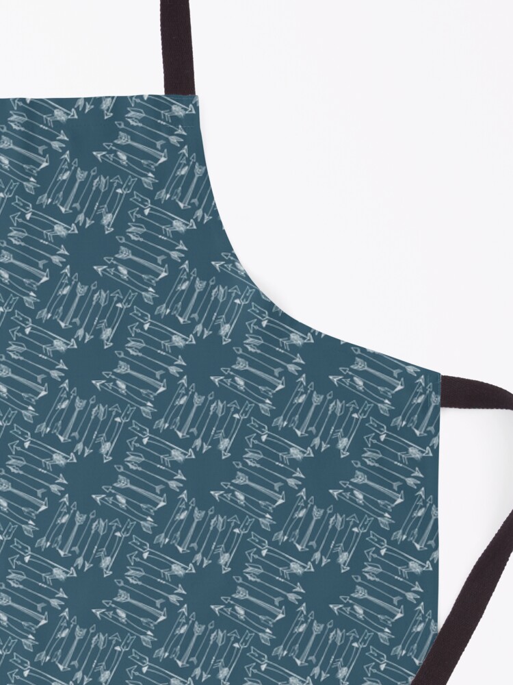 Alternate view of Hand Drawn Arrow Pattern Blue & White Apron