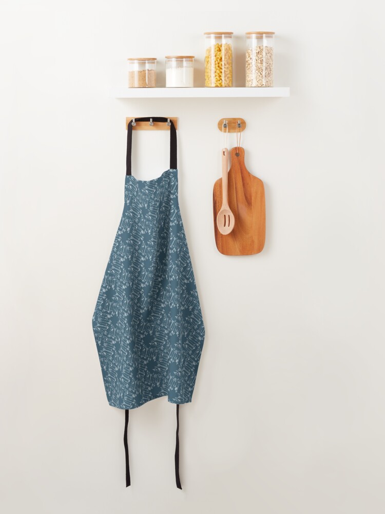 Alternate view of Hand Drawn Arrow Pattern Blue & White Apron