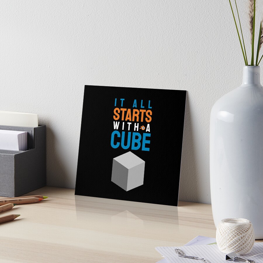 It all starts with a cube / 3d artist gift idea / blender lovers / 3d  animator gift idea / 3d artist present Wall Clock by Anodyle