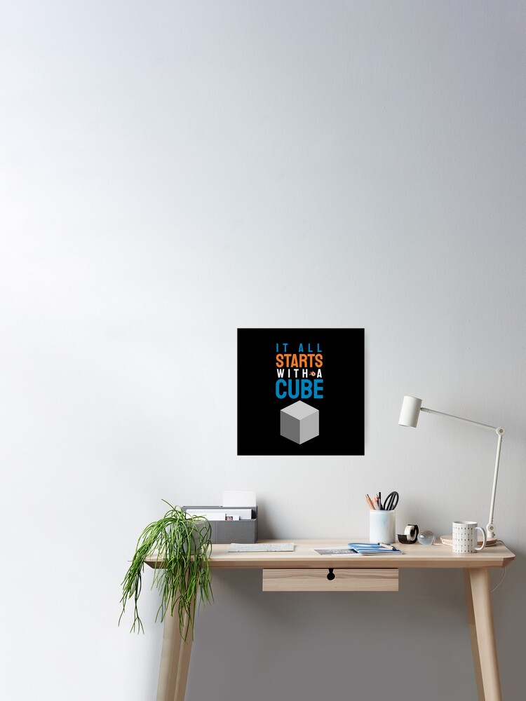 It all starts with a cube / 3d artist gift idea / blender lovers / 3d  animator gift idea / 3d artist present Wall Clock by Anodyle