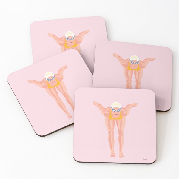 Item preview, Swimmer Getting Ready - Pink Background designed and sold by VeronArtLab.