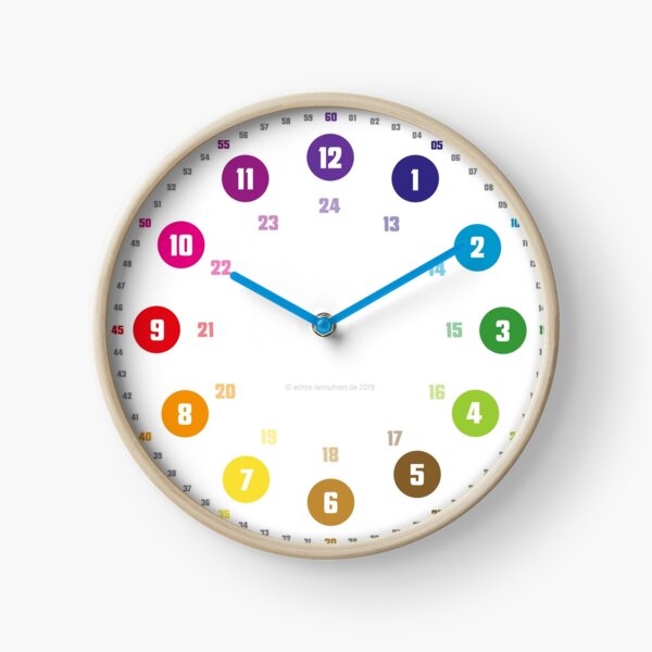 Artikel-Vorschau von Echte-Lernuhren.de | EasyRead Kinderuhr Kinderzimmeruhr 24 Std Format ©hatgirlDESIGN (Kreise, Regenbogen, mit Text) Schulbedarf Klassenzimmer , designt und verkauft von hatgirldesign.