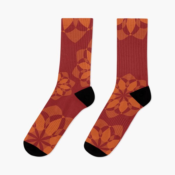 Item preview, Red, orange, modern, geometric flower abstraction pattern designed and sold by theendup.
