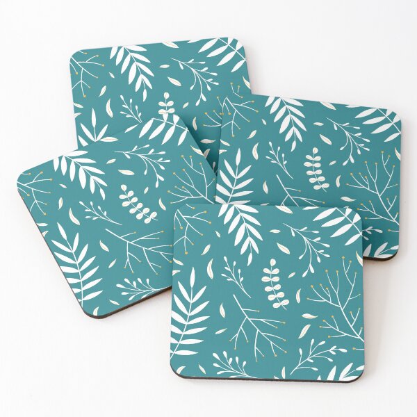 Artikelvorschau, Abstrakte Blätter Pflanzen Muster in Snowy Teal entworfen und verkauft von Design Therapy.