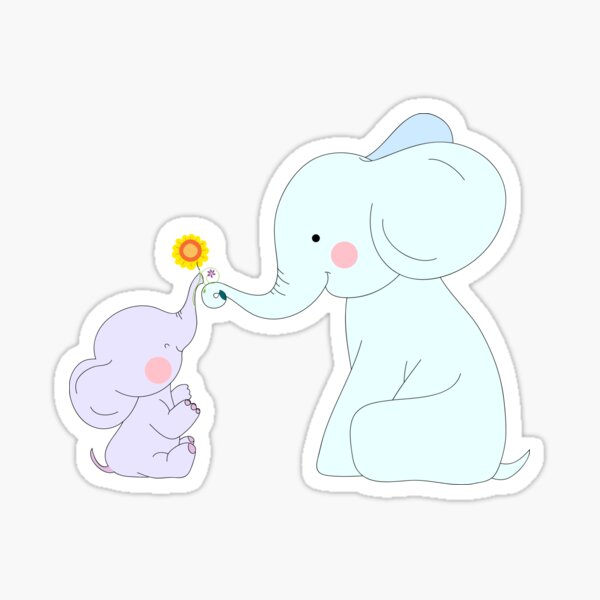 Sticker Maman Et Bebe Elephant Par Bgolins Redbubble