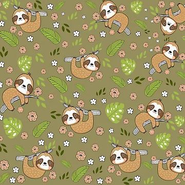 Artwork thumbnail, Cute Sloth Pattern by Ribsa