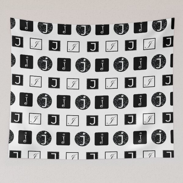 Item preview, Letter J Black and White Geometric Pattern designed and sold by CJAura by Claire Jane Johnson.