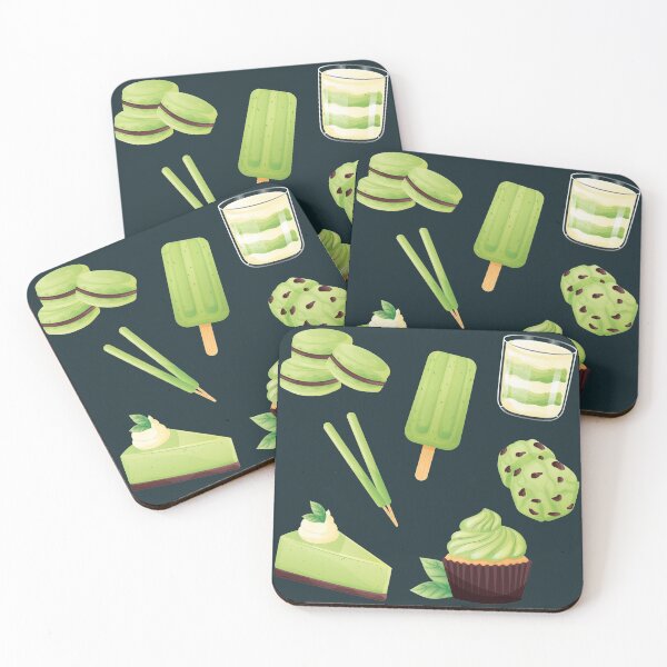 Item preview, Paquete variado de postres japoneses de té verde: macarrones, paletas heladas, parfait, galletas, pocky, pastel y cupcakes designed and sold by Alicia Chee.