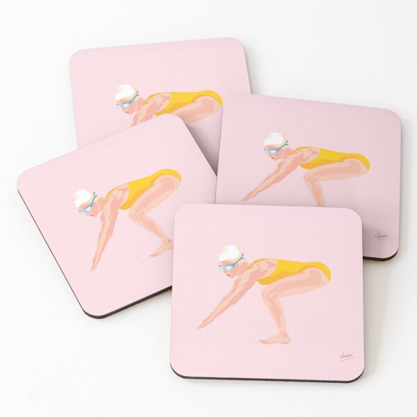 Item preview, Swimmer at the Starting Block - Pink Background designed and sold by VeronArtLab.