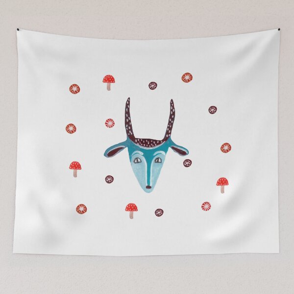 Item preview, Goat mask, snowflakes and mushrooms. Christmas theme. designed and sold by zatmeniee.