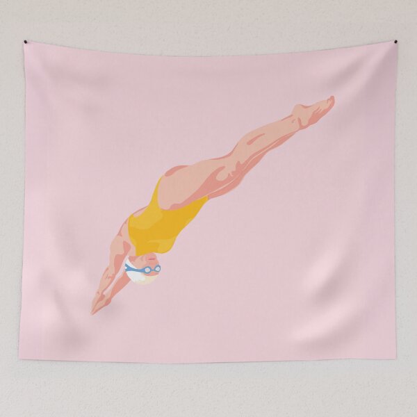Item preview, Swimmer Diving- Pink Background designed and sold by VeronArtLab.