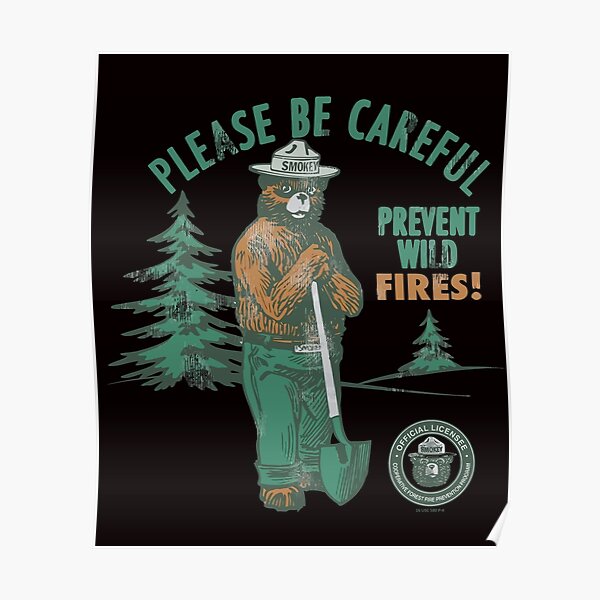 Smokey Bear Retro Smokey Prevent Wildfires Ringer Poster