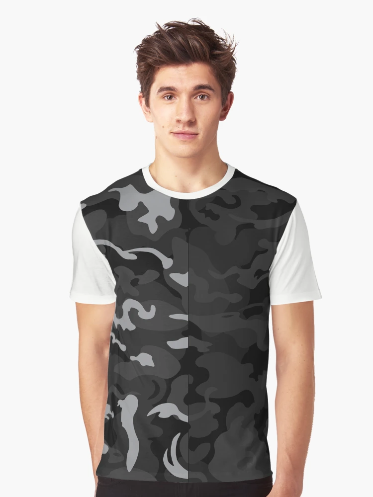 ☆FREEDOM☆ Cadillo Overfit Back Printed T-Shirt Black Camo Camo Style - Black Camouflage Mixed Pattern