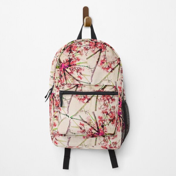 Item preview, Red Deco Geometric Nature Collage Floral Motif designed and sold by DFLC Prints.